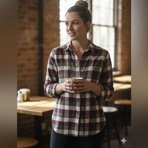 𝅺ROYAL ROBBINS Plaid Flannel Organic Cotton Button Down Shirt Sz S